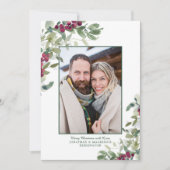 冬のエレガント緑のクリスマスホリデー写真 シーズンカード (正面)