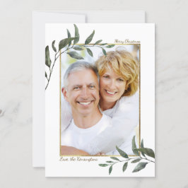 冬のエレガント緑のクリスマスホリデー写真 シーズンカード