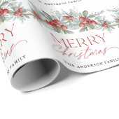 冬のエレガント緑のクリスマス ラッピングペーパー (ロールコーナー)