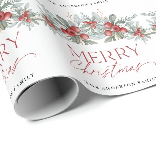 冬のエレガント緑のクリスマス ラッピングペーパー (ロールコーナー)