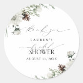 冬のエレガント緑のブライダルシャワーありがとう ラウンドシール (正面)