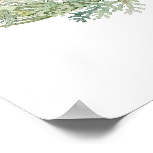 冬のエレガント緑のブライダルシャワーへようこそ ポスター (角)