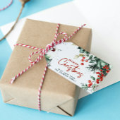 冬のエレガント緑のメリークリスマスカスタム ギフトタグ