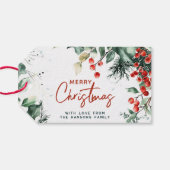 冬のエレガント緑のメリークリスマスカスタム ギフトタグ (裏面横)