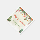 冬のエレガント緑のメリークリスマスナプキン スタンダードカクテルナプキン (角)