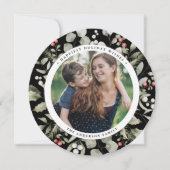 冬のエレガント緑のリース1フォトラウンド シーズンカード (正面)