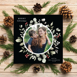 冬のエレガント緑のリース1写真 シーズンカード