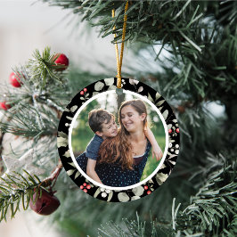 冬のエレガント緑のリース1写真 セラミックオーナメント