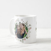 冬のエレガント緑のリース2フォトホリデー コーヒーマグカップ (正面左)