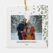 冬のエレガント緑の写真 セラミックオーナメント (正面)