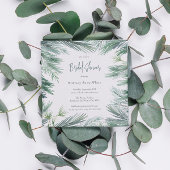 冬のエレガント緑の葉のブライダルシャワー 招待状