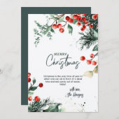 冬のエレガント緑の陽気なクリスマス シーズンカード (正面/裏面)