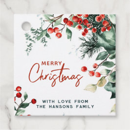 冬のエレガント緑の陽気なクリスマス フェイバータグ