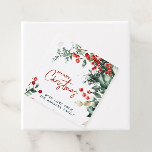 冬のエレガント緑の陽気なクリスマス フェイバータグ (インサイチュ)