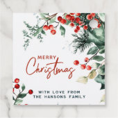 冬のエレガント緑の陽気なクリスマス フェイバータグ (裏面)