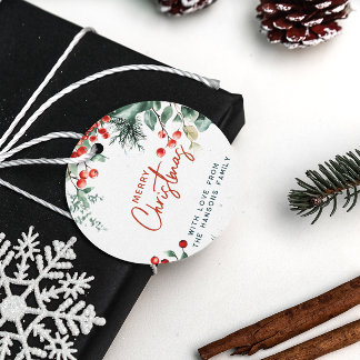 冬のエレガント緑の陽気なクリスマス フェイバータグ