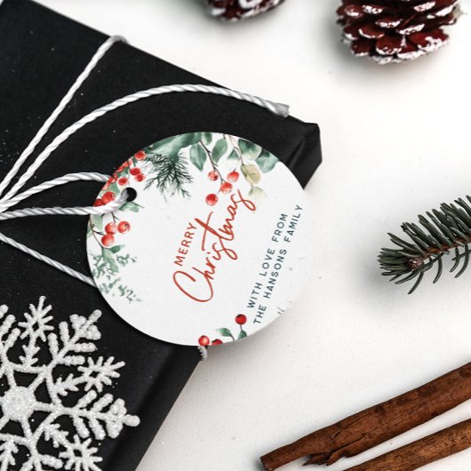 冬のエレガント緑の陽気なクリスマス フェイバータグ