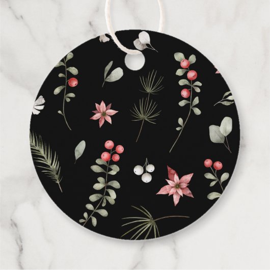 冬のエレガント緑のJOYクリスマスホリデーギフト フェイバータグ (裏面)