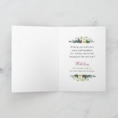 冬のエレガント緑バーガンディーモノグラムリース シーズンカード (内部)