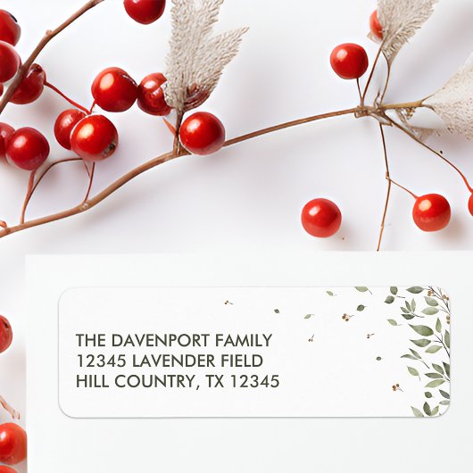 冬のエレガント緑差出人住所 ラベル