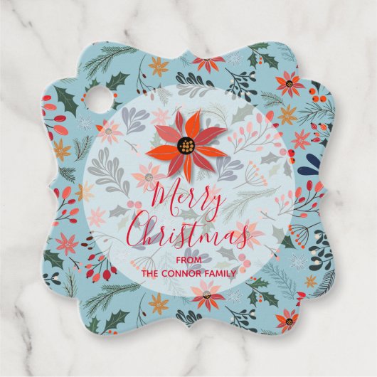 冬のエレガント花ホリデークリスマスファンシー フェイバータグ (正面)