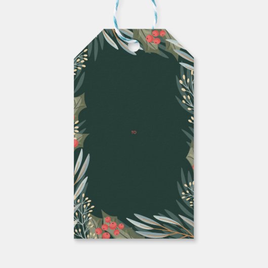 冬のエレガント葉からのクリスマスギフトタグ ギフトタグ (裏面)