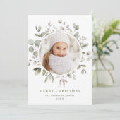 冬のエレガント葉とスノーベリーの写真 シーズンカード (スタンド正面)