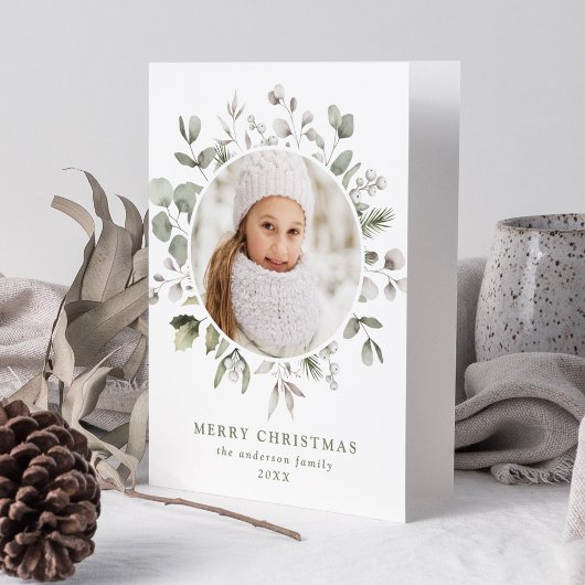 冬のエレガント葉とスノーベリーの写真 シーズンカード