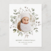 冬のエレガント葉とスノーベリーの写真 シーズンポストカード (正面)