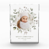 冬のエレガント葉とスノーベリーの写真 フォトブロック (正面)