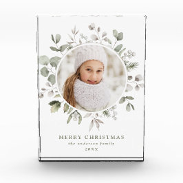 冬のエレガント葉とスノーベリーの写真 フォトブロック