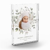 冬のエレガント葉とスノーベリーの写真 フォトブロック (左)