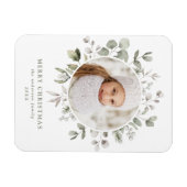 冬のエレガント葉とスノーベリーの写真 マグネット (横)