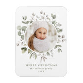 冬のエレガント葉とスノーベリーの写真 マグネット (縦)