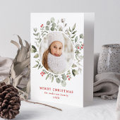 冬のエレガント葉とホリーベリーの写真 シーズンカード