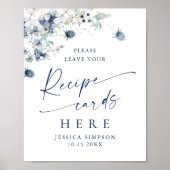 冬のエレガント葉のレシピカード ポスター (正面)