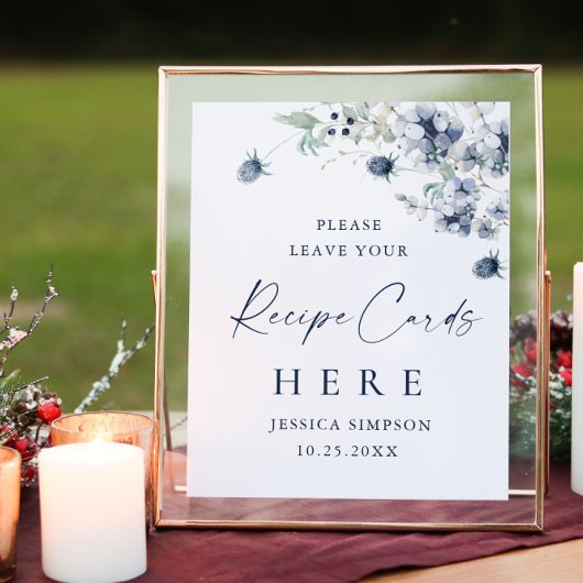 冬のエレガント葉のレシピカード ポスター