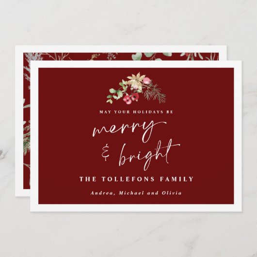 冬のエレガント葉の花束の非写真 シーズンカード (正面/裏面)