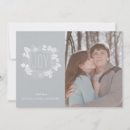 冬のエレガント葉シルバーきらめくフォトカード 招待状