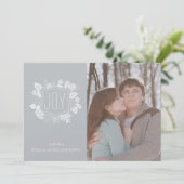 冬のエレガント葉シルバーきらめくフォトカード 招待状 (スタンド正面)