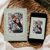 冬のエレガント葉Sage Green 2の写真 シーズンカード