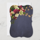 冬のエレガント金ゴールドネイビー結婚ブルゴーニュ 招待状 (裏面)