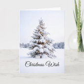 冬のエレガント雪は松の木のクリスマスを覆った カード (正面)
