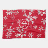 冬のエレガント雪 |背景（赤） キッチンタオル (横)