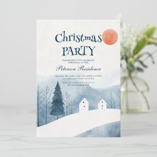 冬のエレガント風景クリスマスパーティー 招待状 (スタンド正面)
