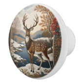 冬のエレガント鹿の冬のシーン セラミックノブ (右)