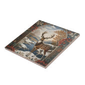 冬のエレガント鹿の冬のシーン タイル (側面)