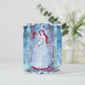 冬のエンジェルと(鳥)ショウジョウコウカンチョウファンタジーアートプリント ポストカード (スタンド正面)