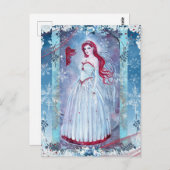 冬のエンジェルと（鳥）ショウジョウコウカンチョウファンタジーアートプリント ポストカード (正面/裏面)