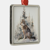 冬のオオカミのクリスマスオーナメント メタルオーナメント (右)